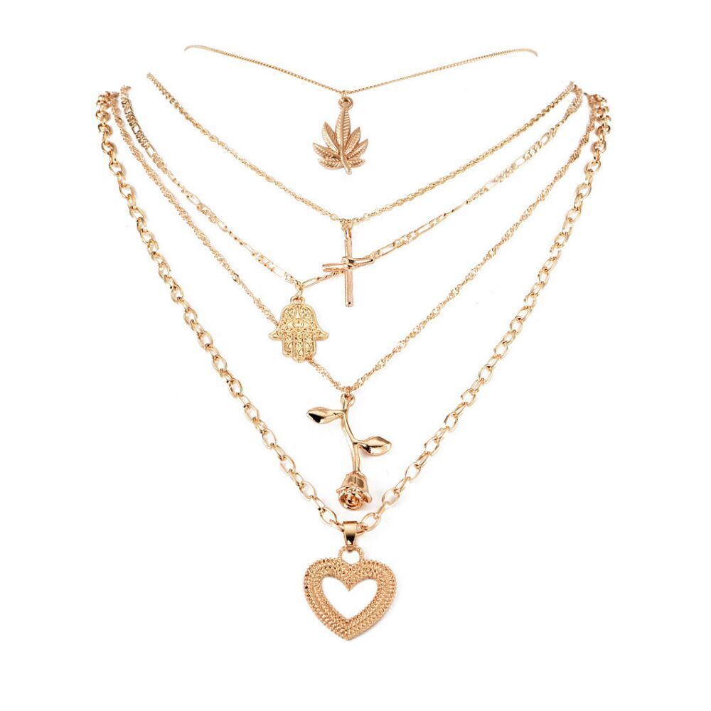 Layered Vintage Pendant Necklace – Gold Snake Chain Statement Jewelry