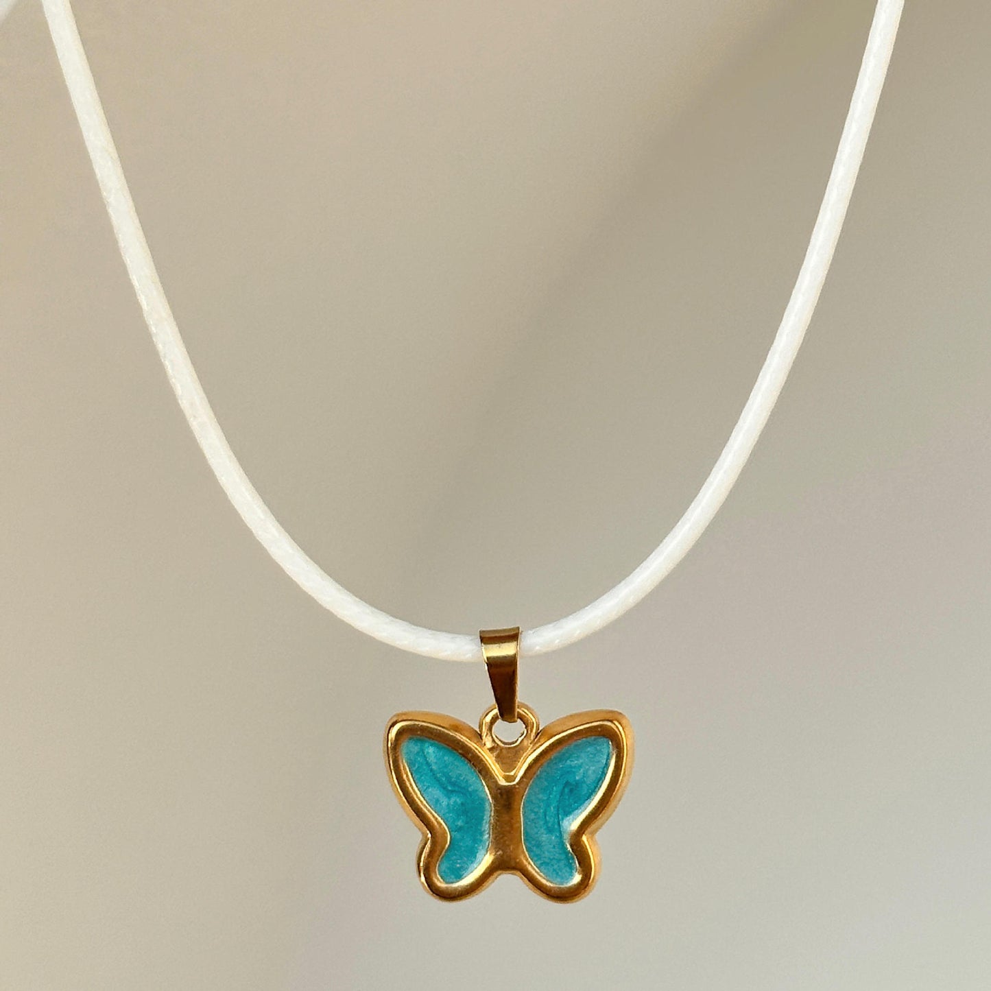 Colorful Butterfly Pendant Necklace – Titanium Steel Drip Oil Chain for Women