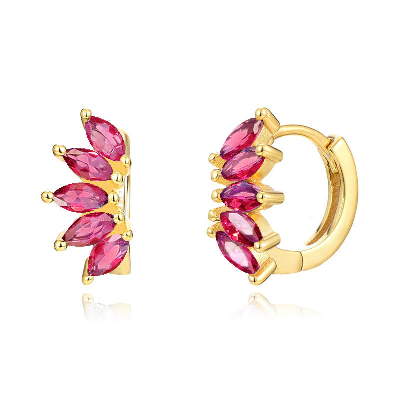 Color Pop Zircon Wave Earrings β Horse Eye Design | Gold Plated Finish