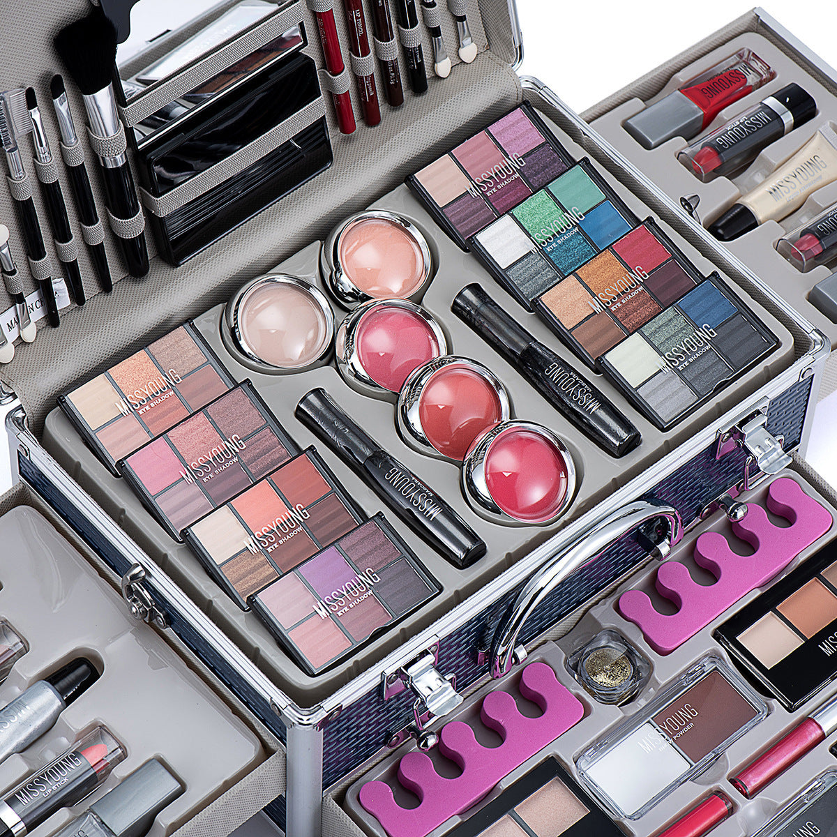 Pro Artist Makeup Kit – 100+ Piece All-in-One Glam Case with Brushes, Eyeshadow & Blush