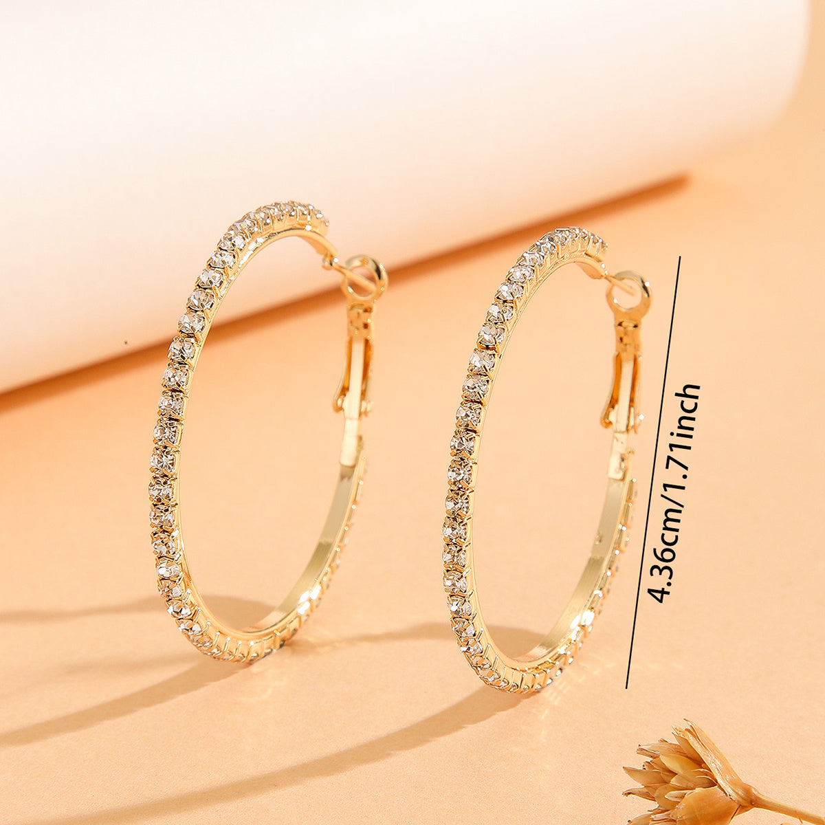 Royal Zircon Hoop Earrings β Glam Gold Statement Pair for Women