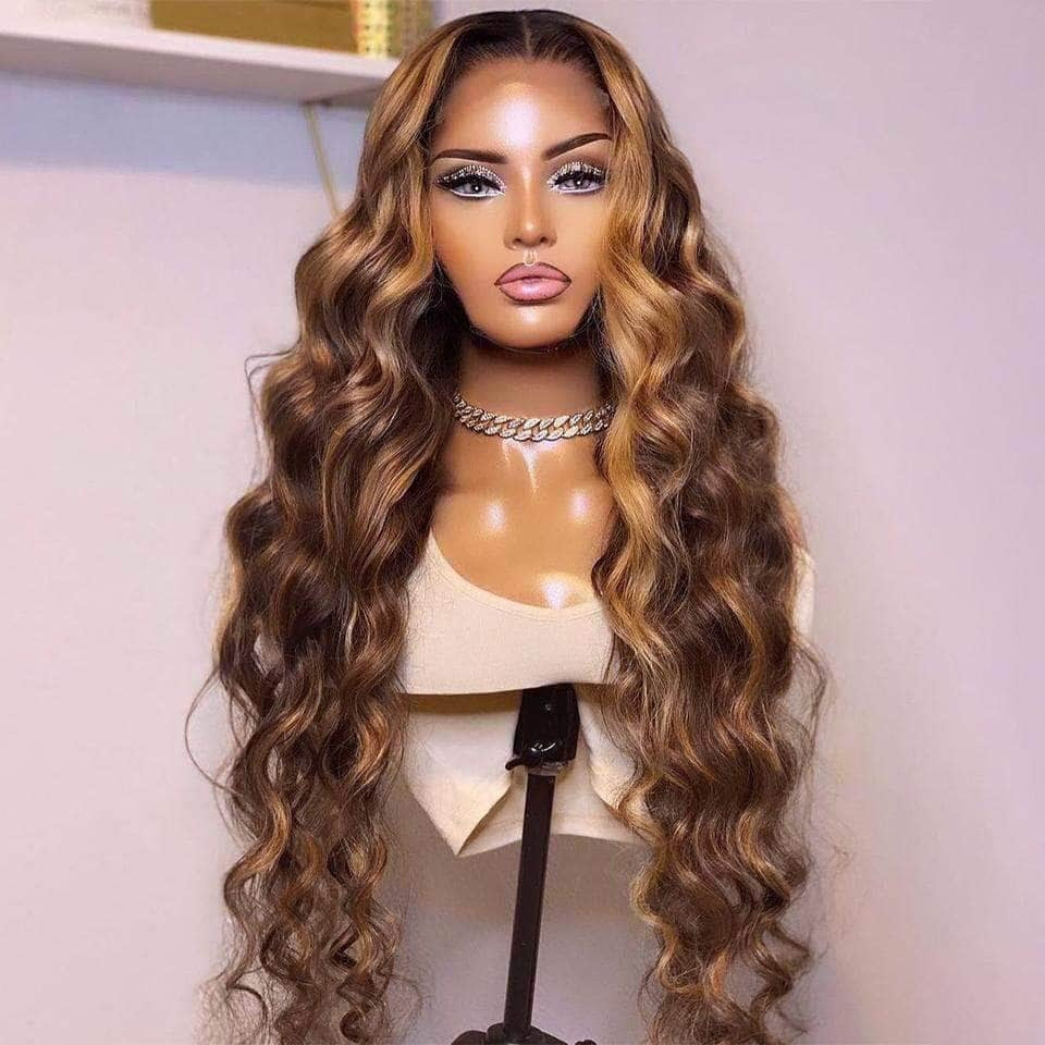 Star Fashion 12β Body Wave Wig β Blonde Highlights, 180% Density, Glueless Lace Front