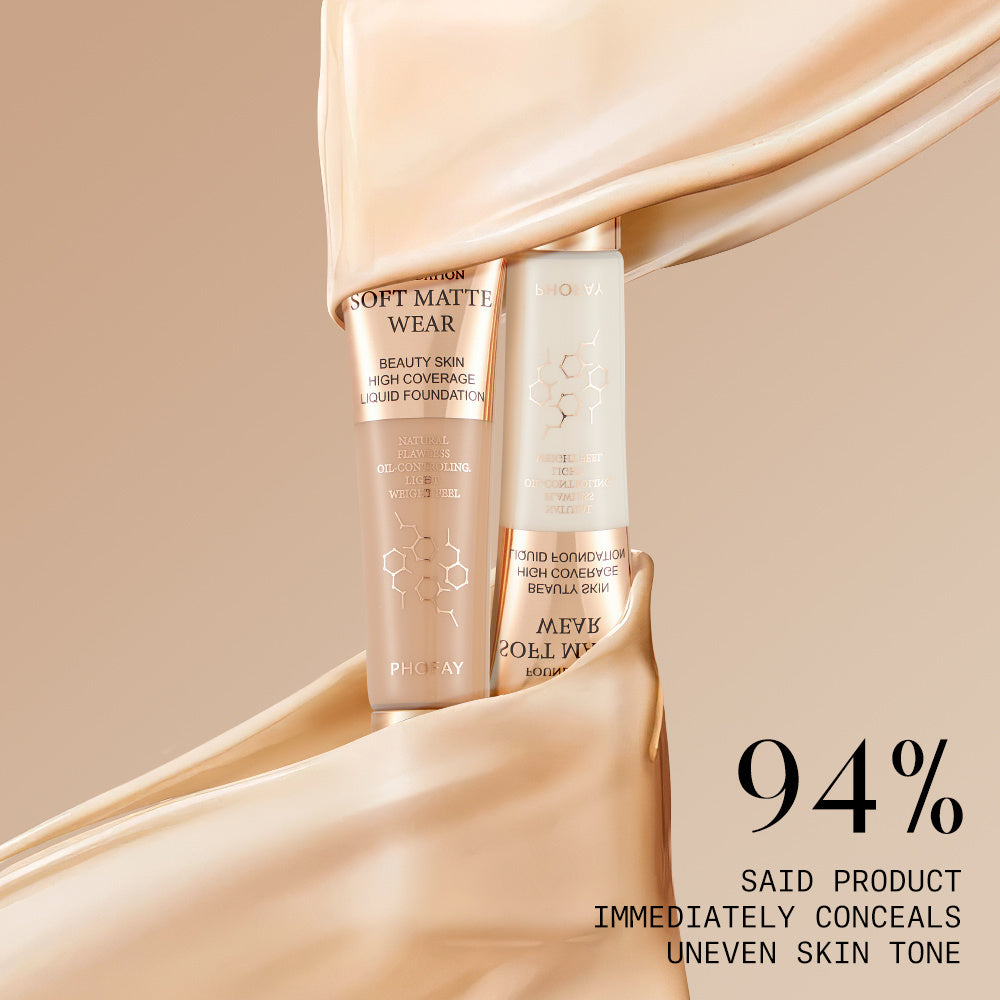 Matte Full Coverage Liquid Foundation β 24H Shine Control & Buildable Coverage
