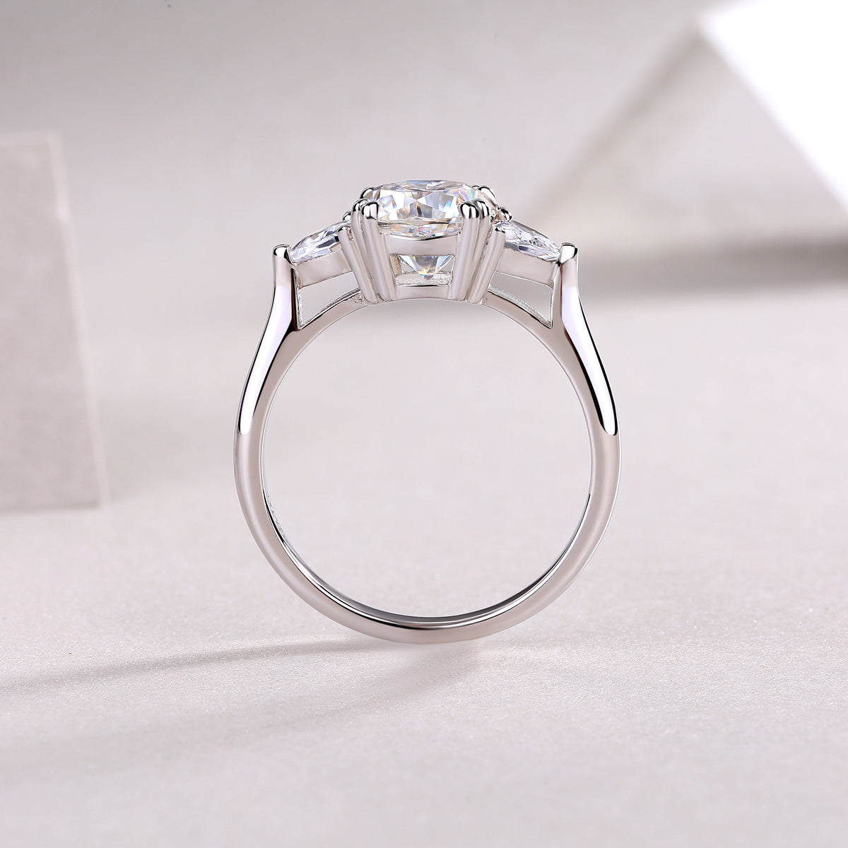 Three-Stone Moissanite Wedding Ring β Luxury Silver Engagement Band