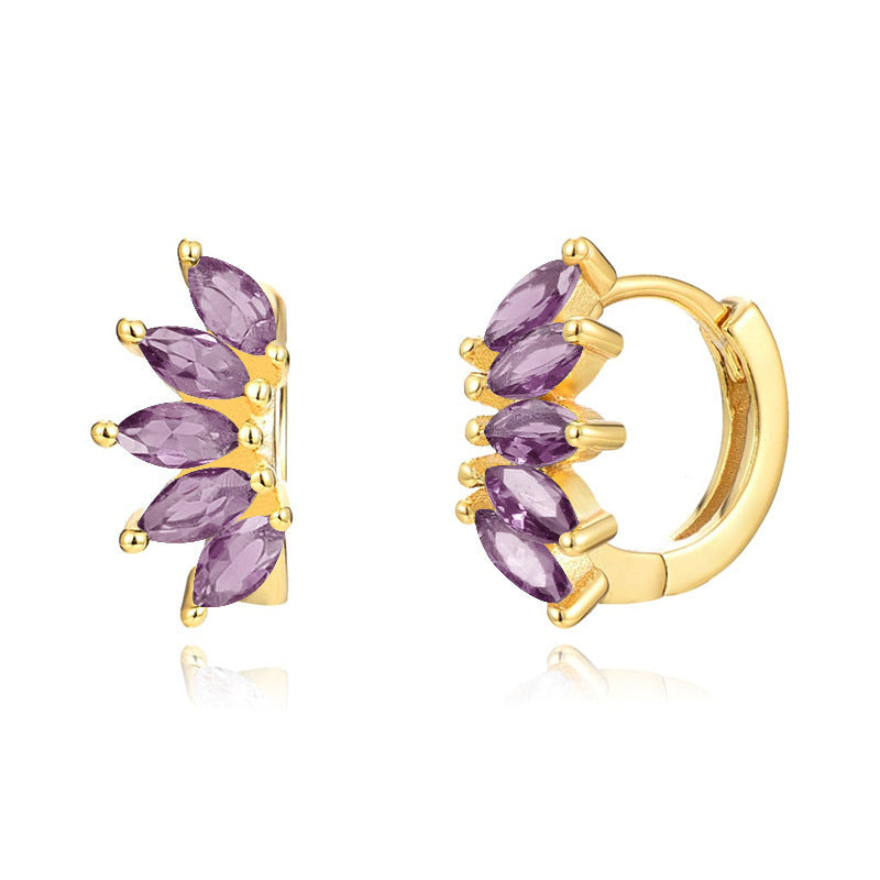 Color Pop Zircon Wave Earrings β Horse Eye Design | Gold Plated Finish