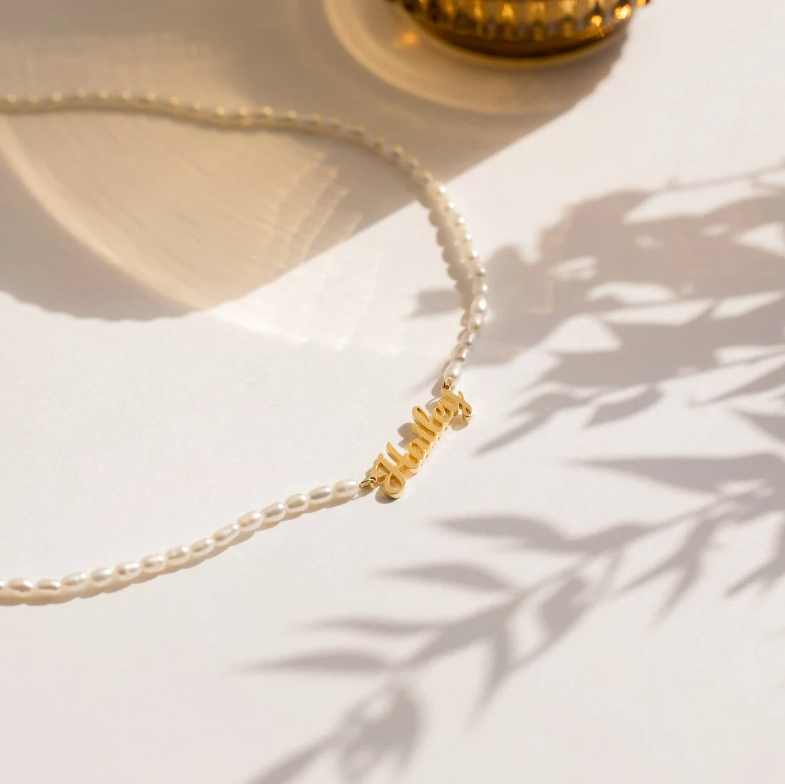 Custom Name Pearl Necklace β Stainless Steel with Beads (Gold/Silver)