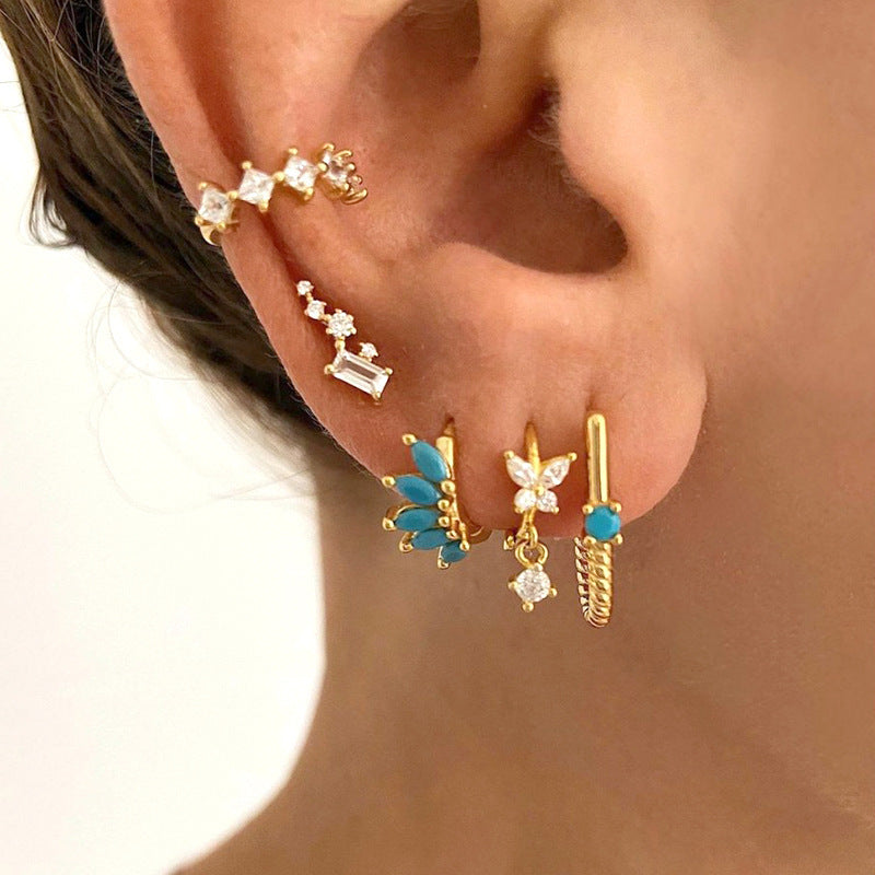 Color Pop Zircon Wave Earrings β Horse Eye Design | Gold Plated Finish