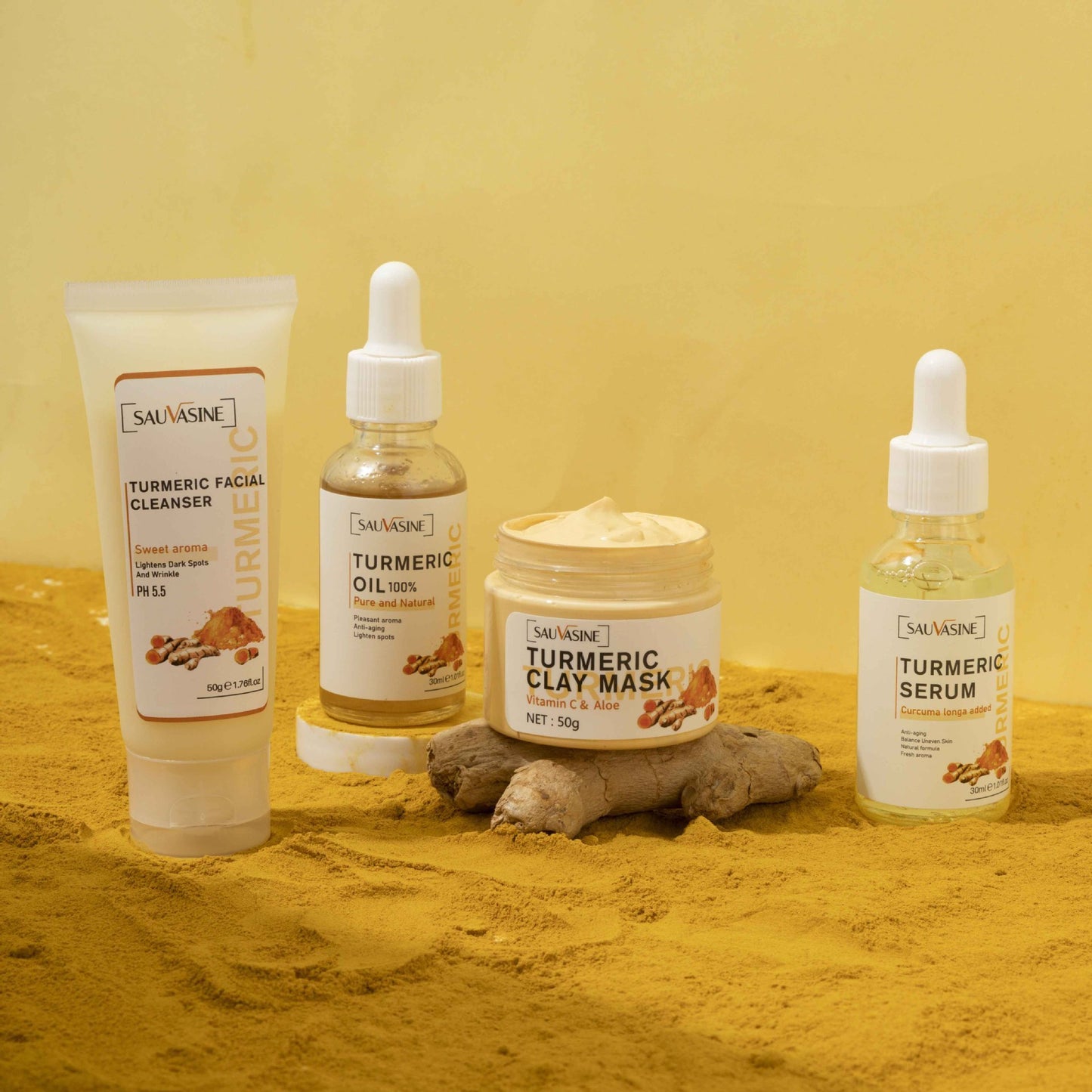 Turmeric Glow Kit β 5-in-1 Cleanser, Oil, Serum, Clay Mask & Face Cream