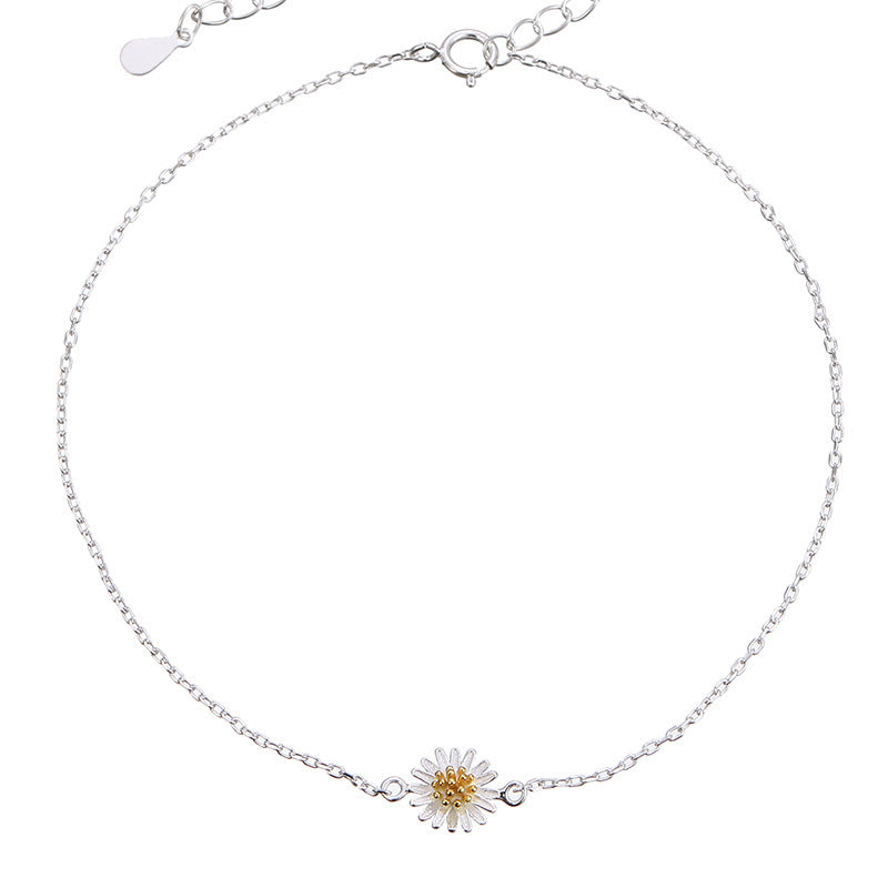 S925 Silver Flower Anklet – Delicate Pastoral Chain