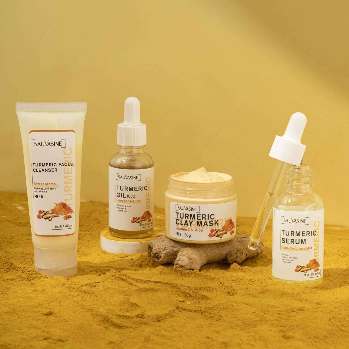 Turmeric Glow Kit β 5-in-1 Cleanser, Oil, Serum, Clay Mask & Face Cream