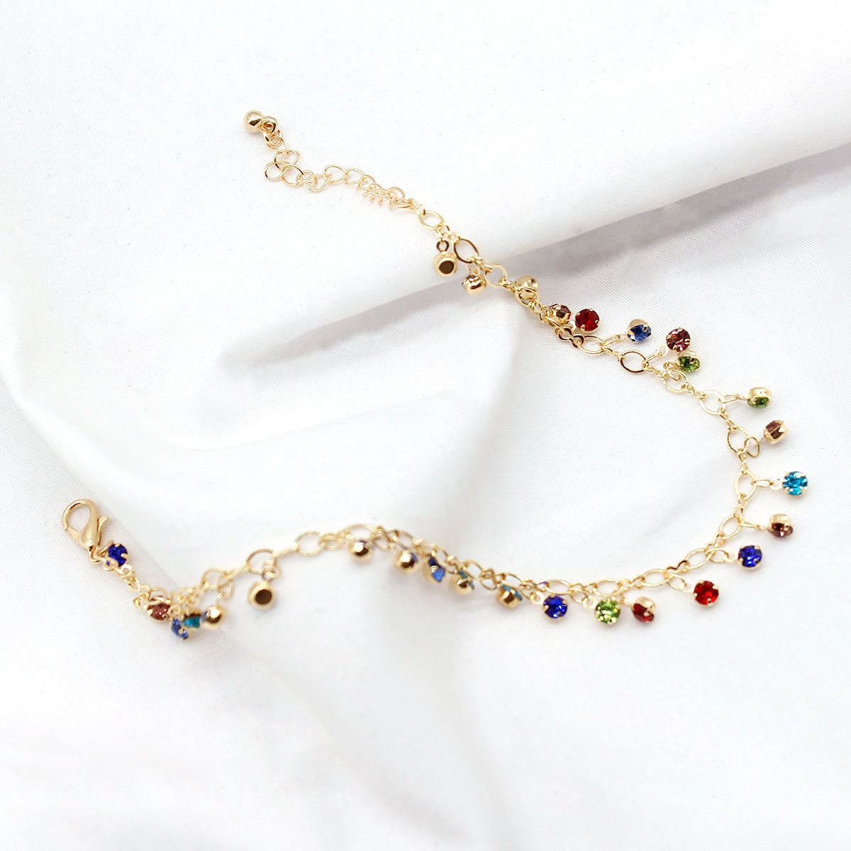 Colorful Crystal Anklet – Gold/Silver Foot Chain