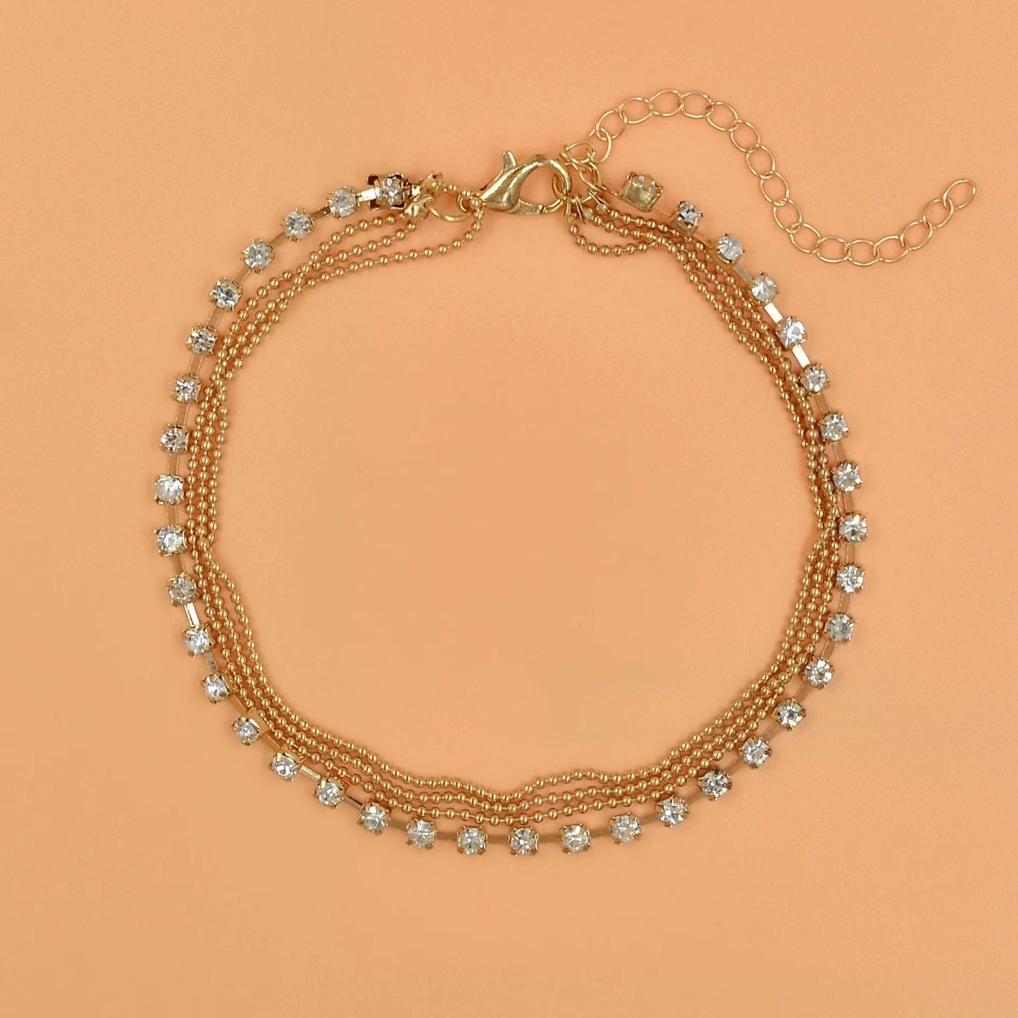 Dazzle Layers – Multi-Strand Beaded Anklet in Gold or Silver