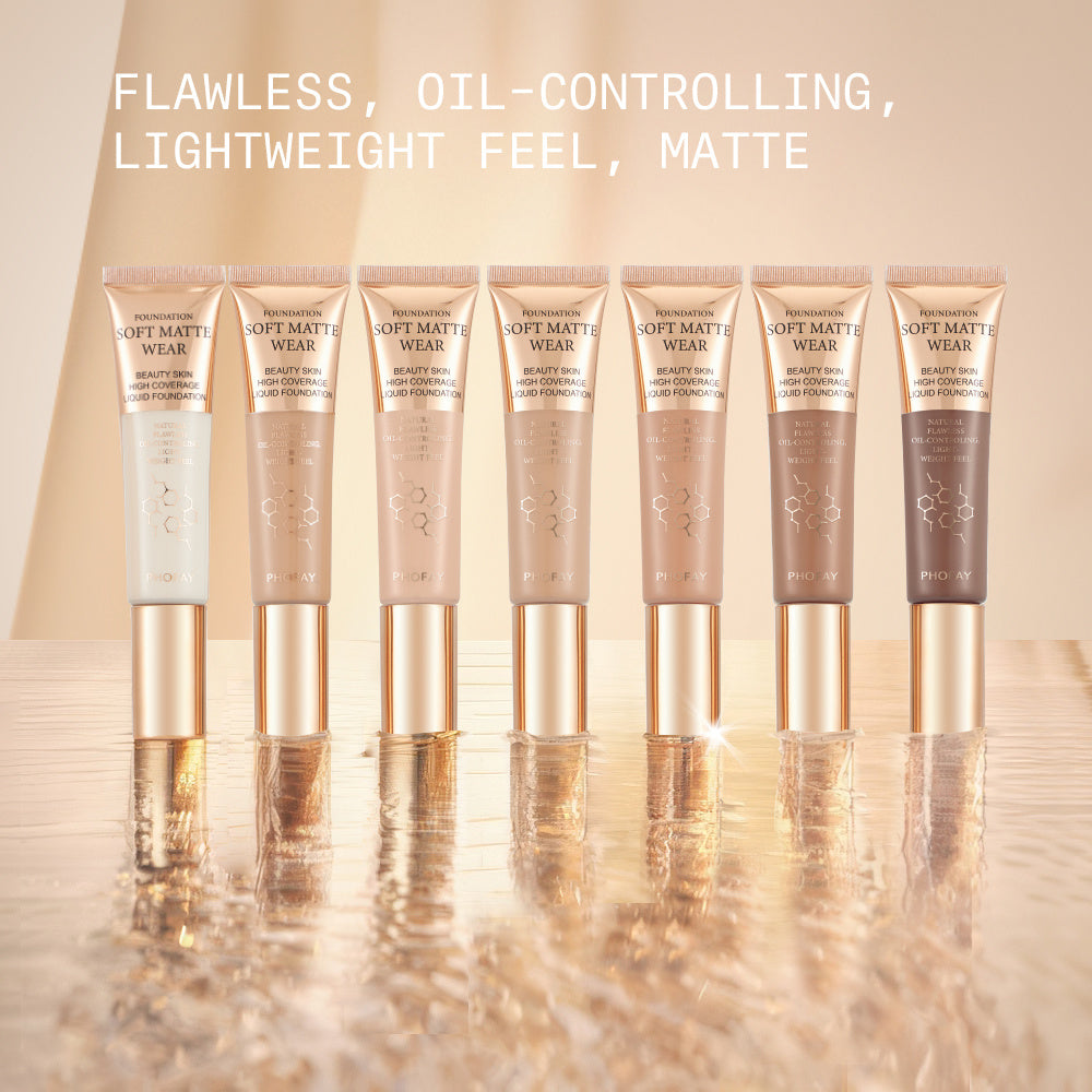 Matte Full Coverage Liquid Foundation β 24H Shine Control & Buildable Coverage