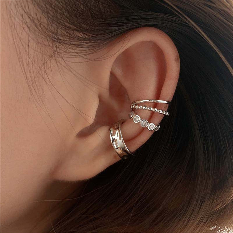 Tassel Butterfly Zircon C-Shaped Ear Clip β 4pcs Set | Korean Style Statement Earrings