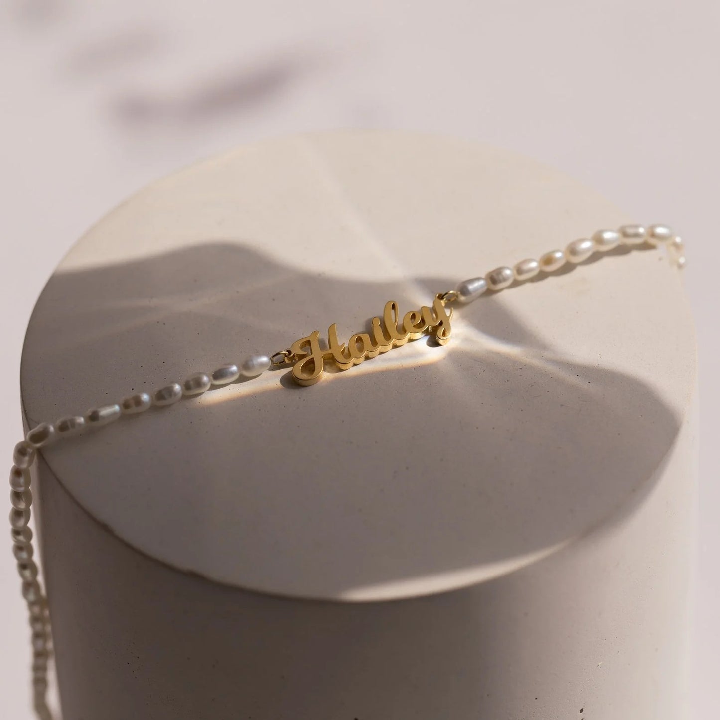 Custom Name Pearl Necklace β Stainless Steel with Beads (Gold/Silver)