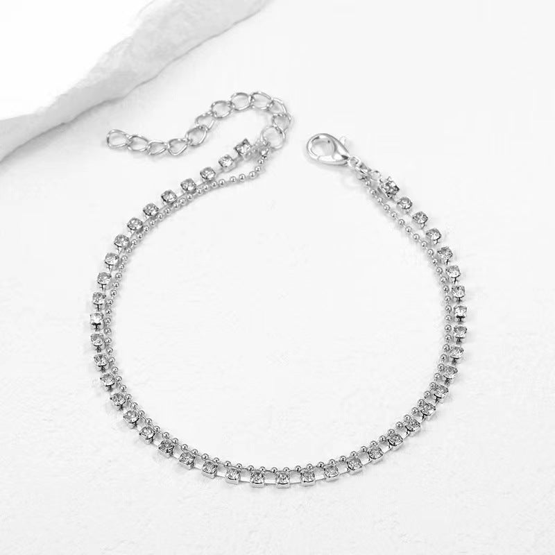 Dazzle Layers – Multi-Strand Beaded Anklet in Gold or Silver
