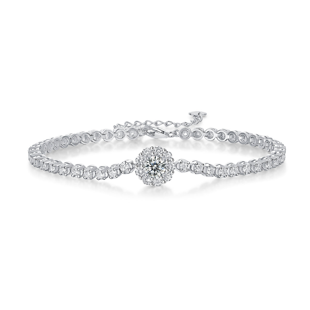 Luxury Moissanite Diamond Bracelet – Adjustable Silver Jewelry Set