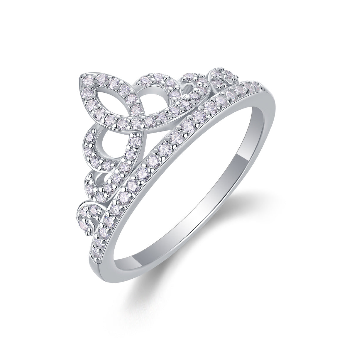 Moissanite Crown Ring – Luxury Silver Tiara-Inspired Band