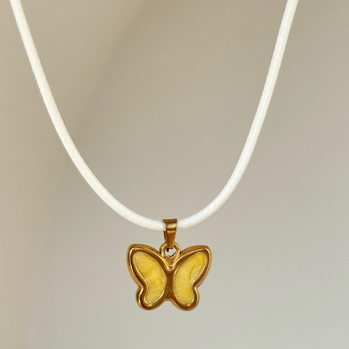Colorful Butterfly Pendant Necklace – Titanium Steel Drip Oil Chain for Women