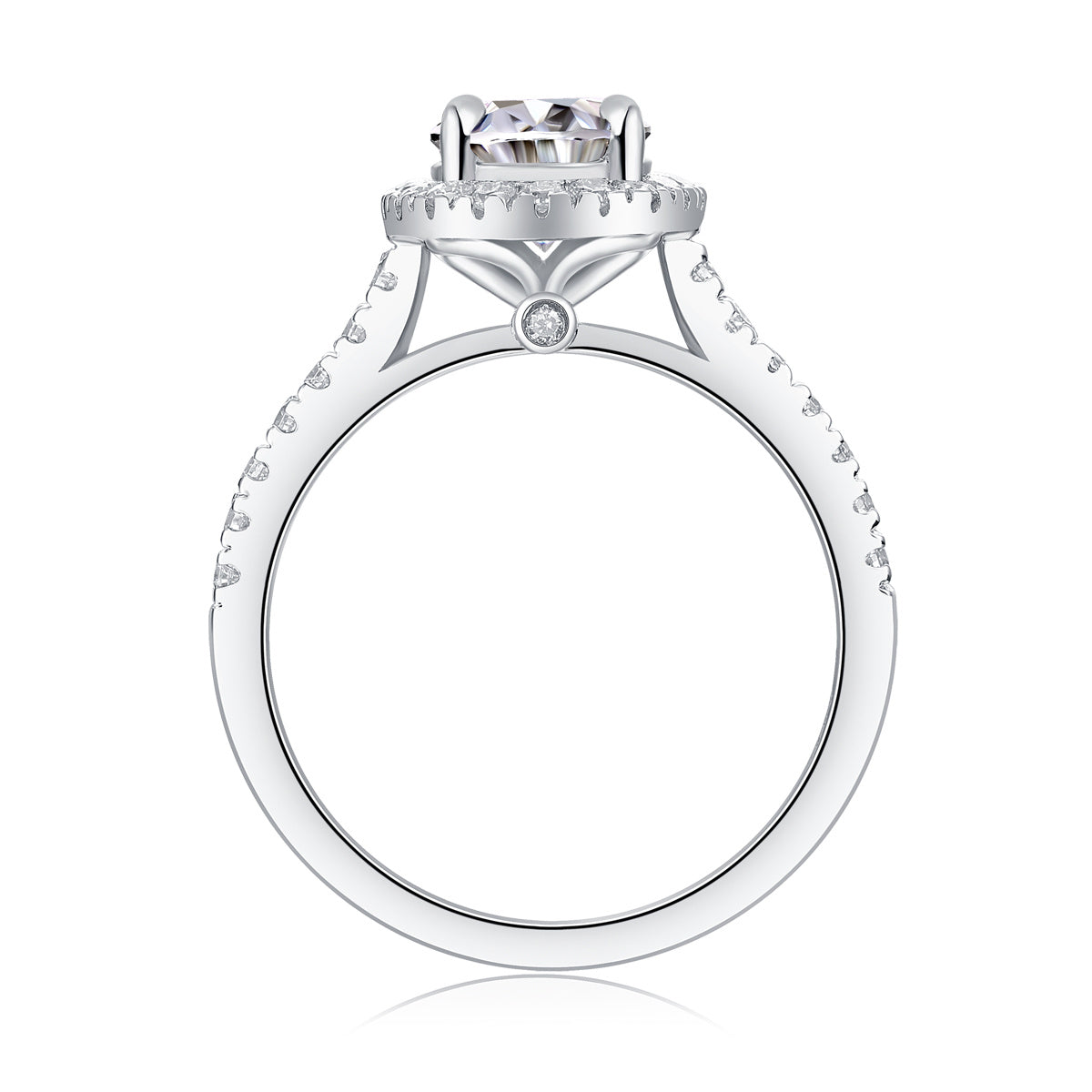 Audrey Halo Moissanite Ring β Large Silver Statement Engagement Band