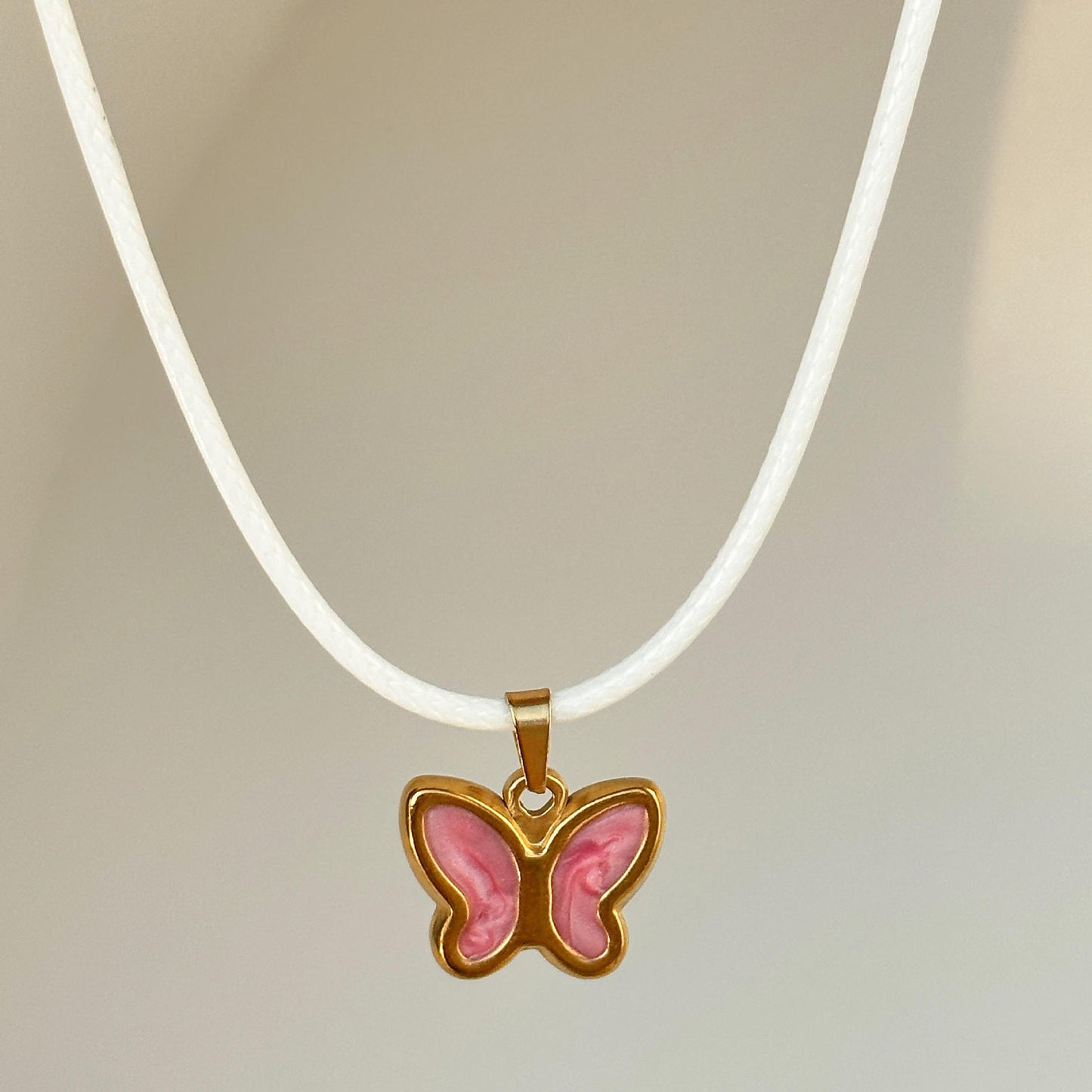 Colorful Butterfly Pendant Necklace – Titanium Steel Drip Oil Chain for Women