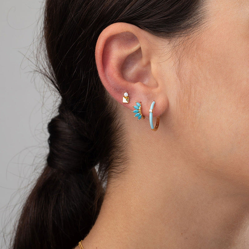 Color Pop Zircon Wave Earrings β Horse Eye Design | Gold Plated Finish