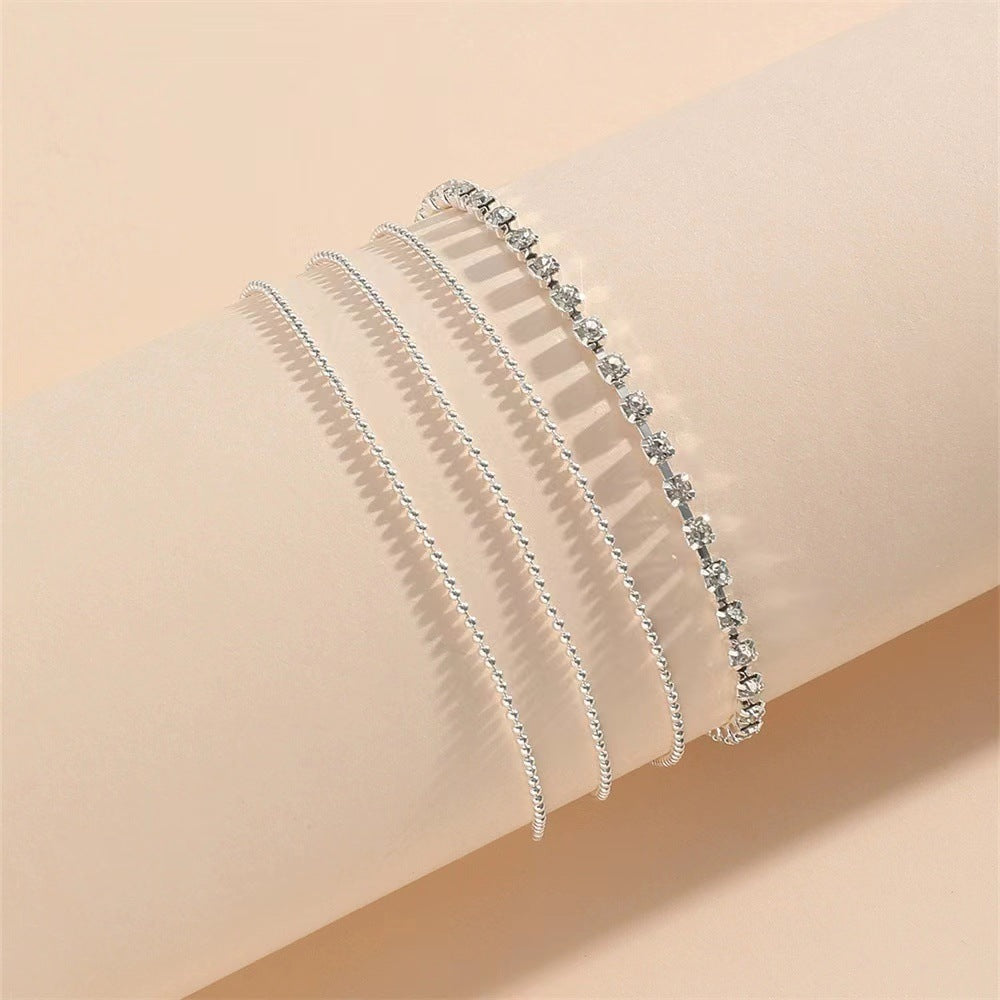 Dazzle Layers – Multi-Strand Beaded Anklet in Gold or Silver