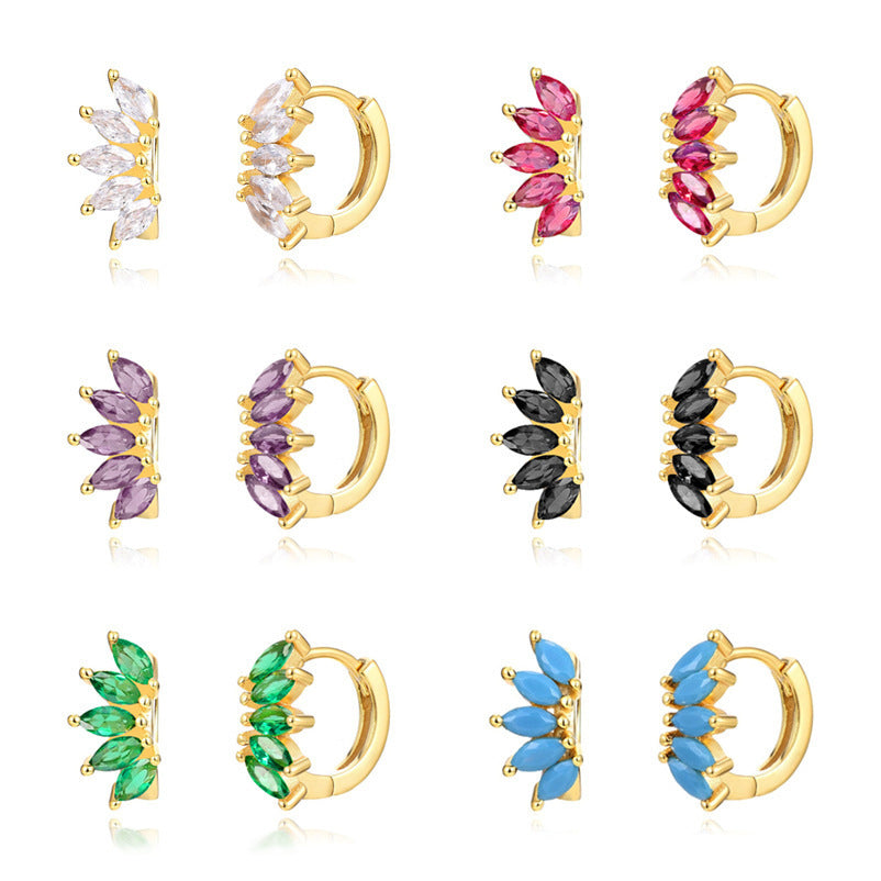 Color Pop Zircon Wave Earrings β Horse Eye Design | Gold Plated Finish