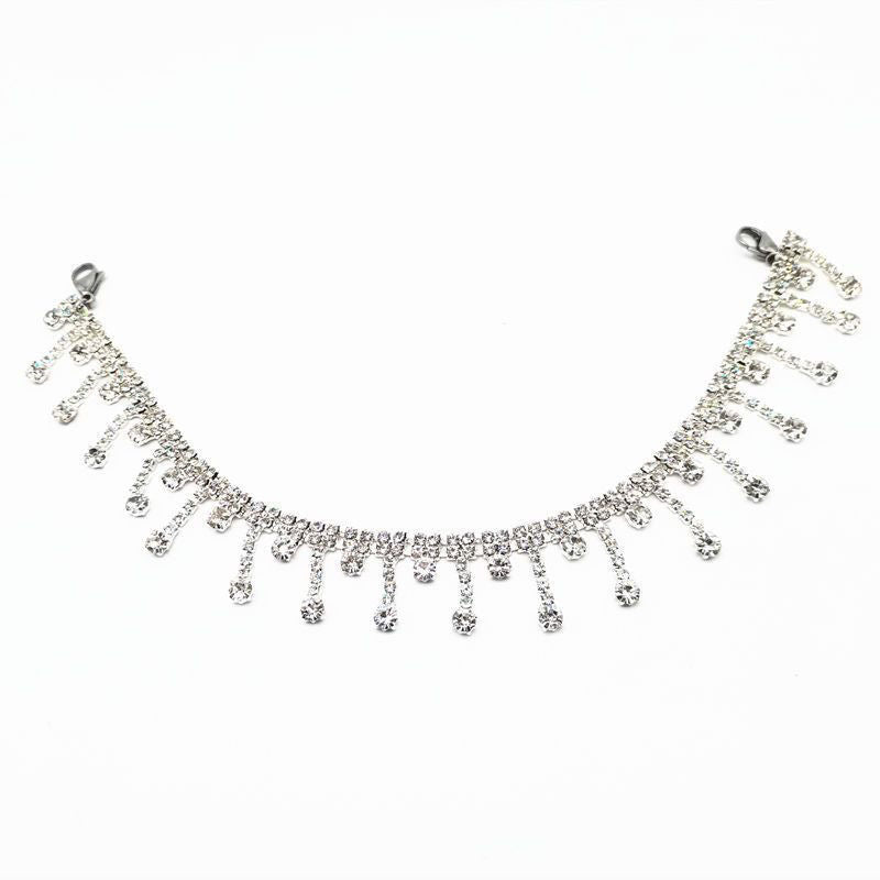 Elegant 4-Layer Strass Anklet β Dainty Gold & Silver Bead Chain for Women