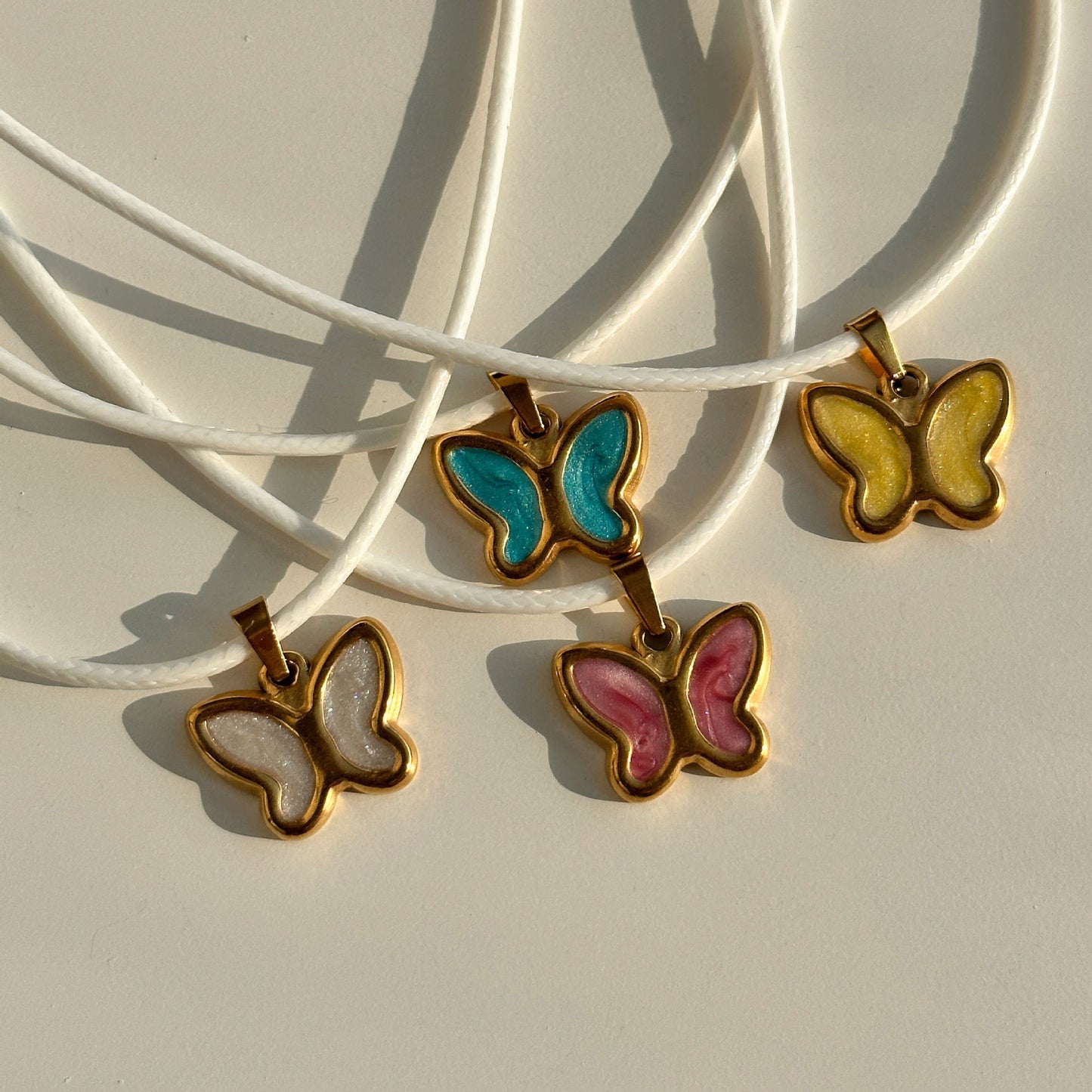 Colorful Butterfly Pendant Necklace – Titanium Steel Drip Oil Chain for Women