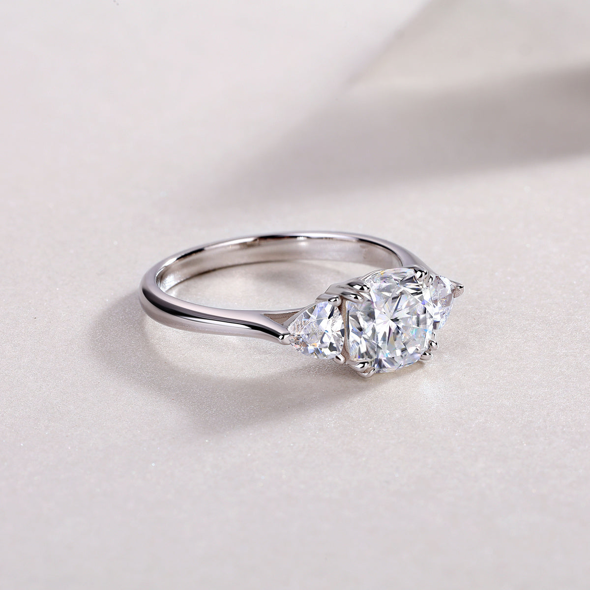 Three-Stone Moissanite Wedding Ring β Luxury Silver Engagement Band