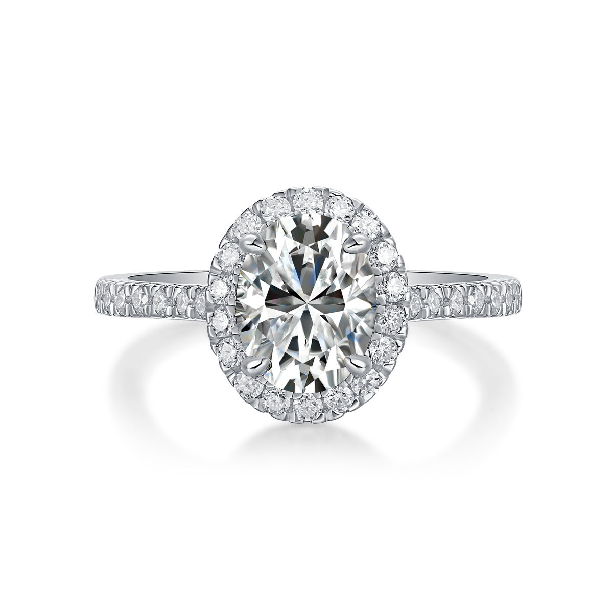 Audrey Halo Moissanite Ring – Large Silver Statement Engagement Band