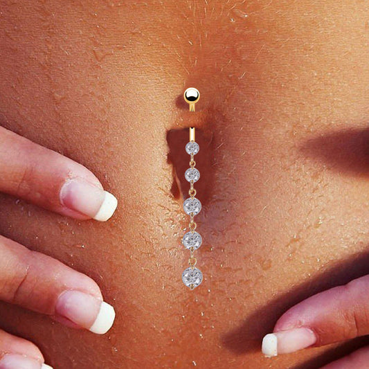 Crystal Heart Drop Navel Ring – Dainty & Sexy Belly Piercing Jewelry