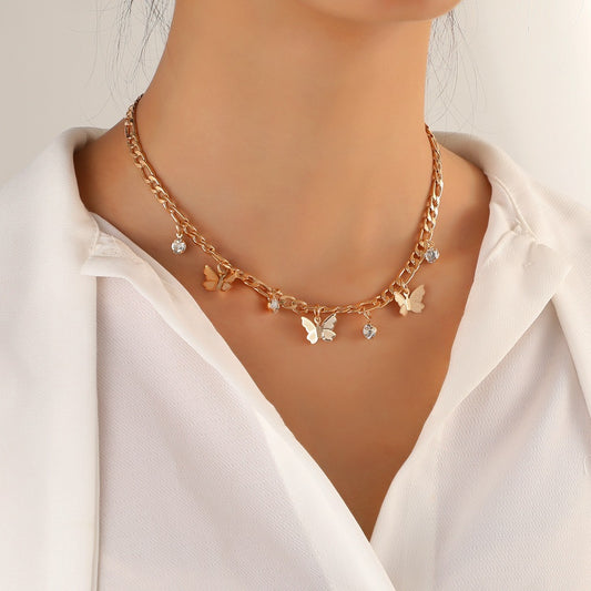 Dainty Butterfly Charm Necklace – Adjustable Gold or Silver Chain