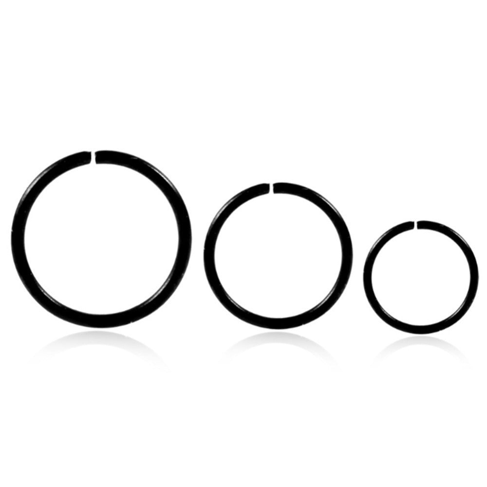 Minimalist Stainless Steel Nose Ring Set – 3 Colors, Unisex Hoop Piercing Jewelry (9pcs)