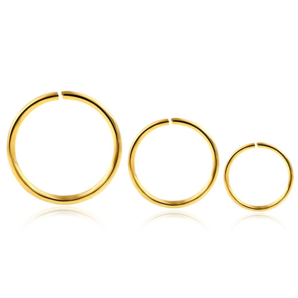 Minimalist Stainless Steel Nose Ring Set – 3 Colors, Unisex Hoop Piercing Jewelry (9pcs)