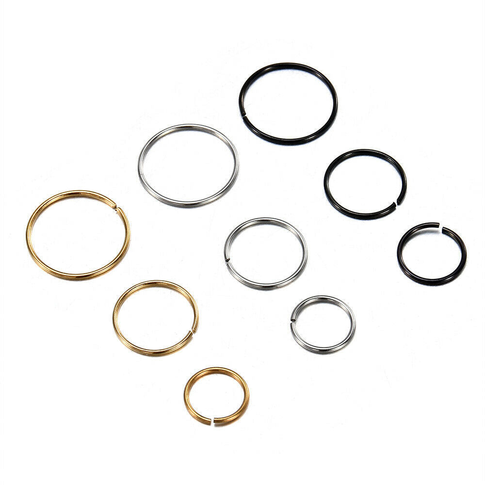 Minimalist Stainless Steel Nose Ring Set – 3 Colors, Unisex Hoop Piercing Jewelry (9pcs)