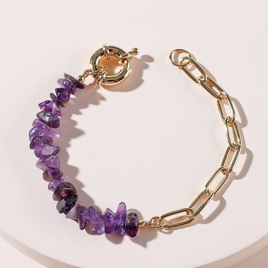 Amethyst Stone Chain Bracelet – Adjustable Crystal Energy Jewelry