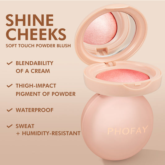PHOFAY Luminous Powder Blush – Soft Glow, Feather-Light Finish