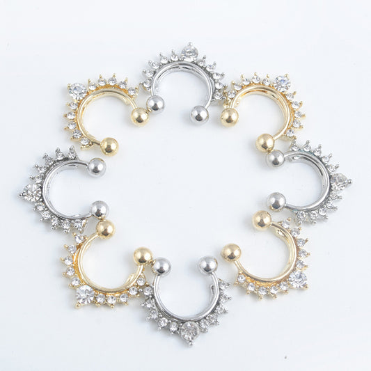 Glam Diamond Crystal Nose Ring – Non-Piercing Clip-On for Women | Gold & Silver Options