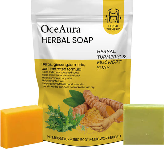 Herbal Glow Turmeric & Mugwort Soap – Anti-Acne & Brightening Bar