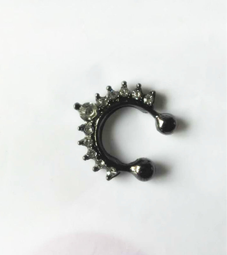 Glam Diamond Crystal Nose Ring – Non-Piercing Clip-On for Women | Gold & Silver Options