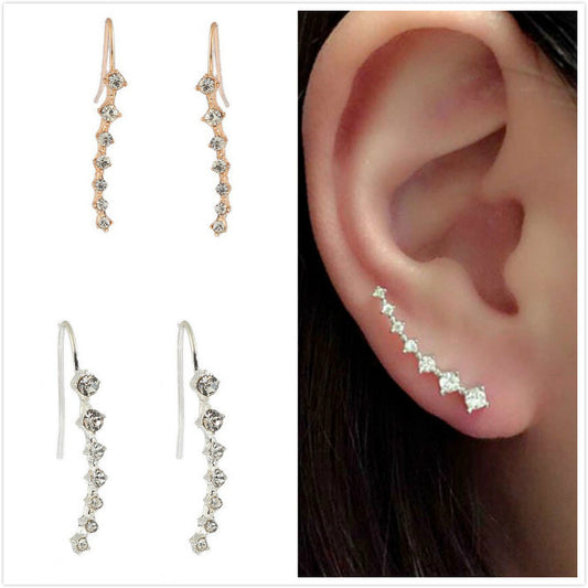 Elegant 7-Stone Rhinestone Bridal Drop Earrings