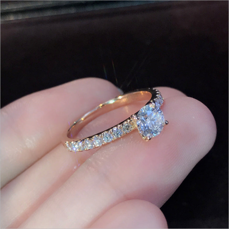 Dazzling Round-Cut Engagement Ring – Classic Zircon Sparkle