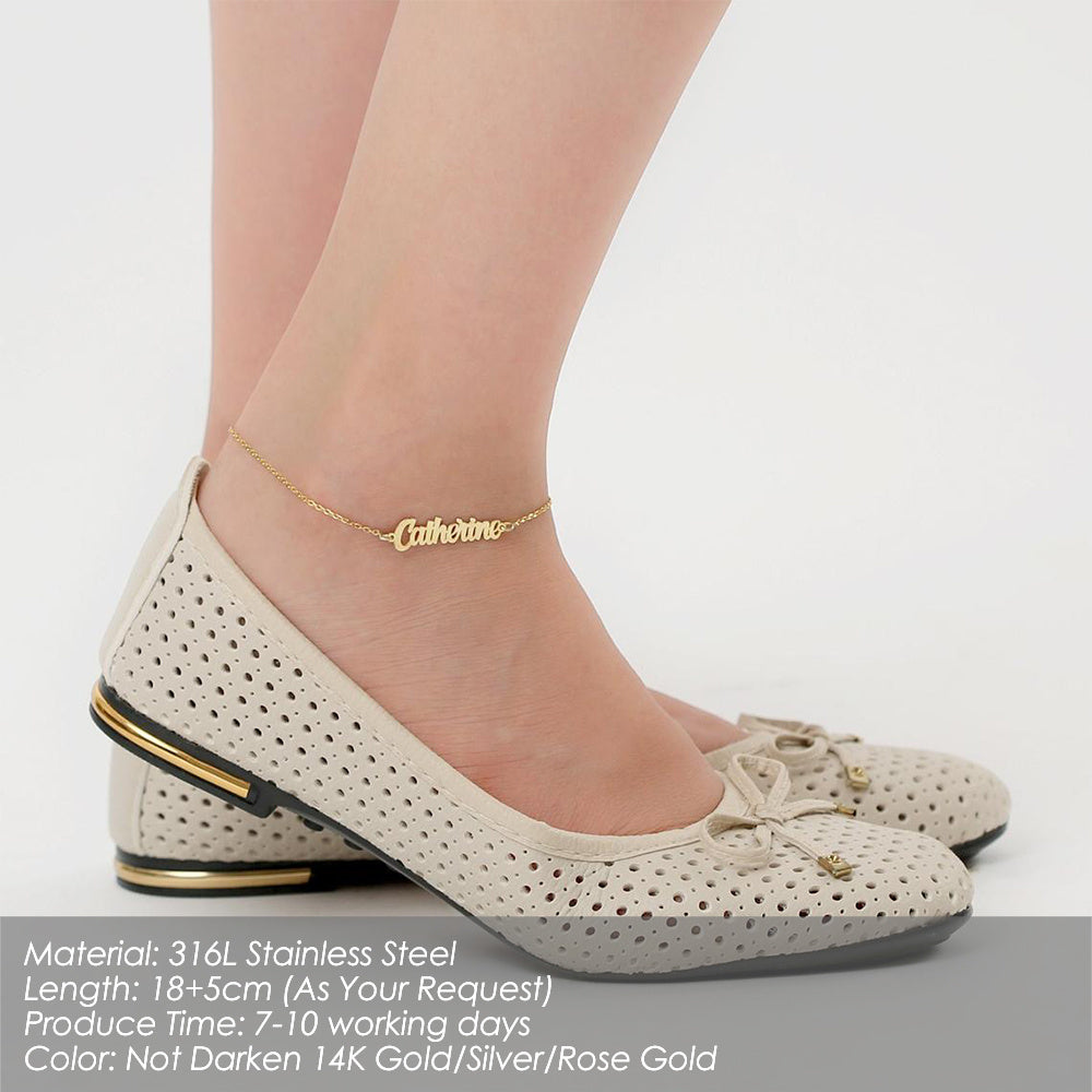 Custom Name Anklet – Stainless Steel Letter Charm (Gold/Rose Gold)