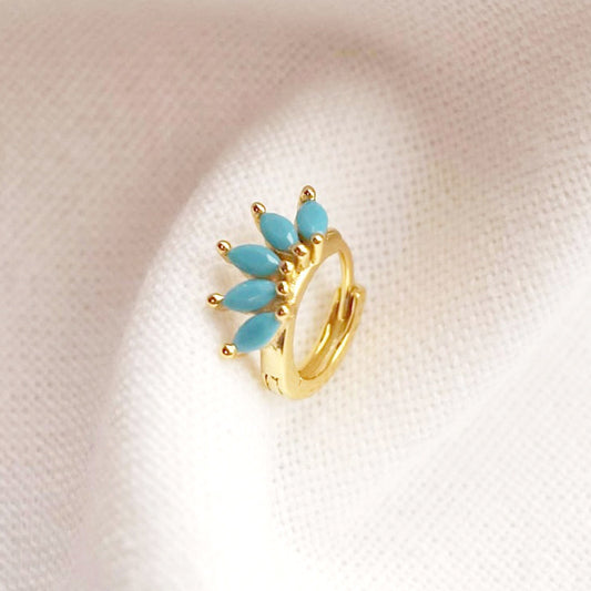 Color Pop Zircon Wave Earrings – Horse Eye Design | Gold Plated Finish