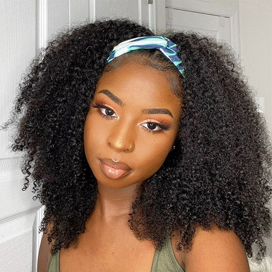 16'' Curly Headband Wig – 100% Human Hair, Glueless & Beginner-Friendly