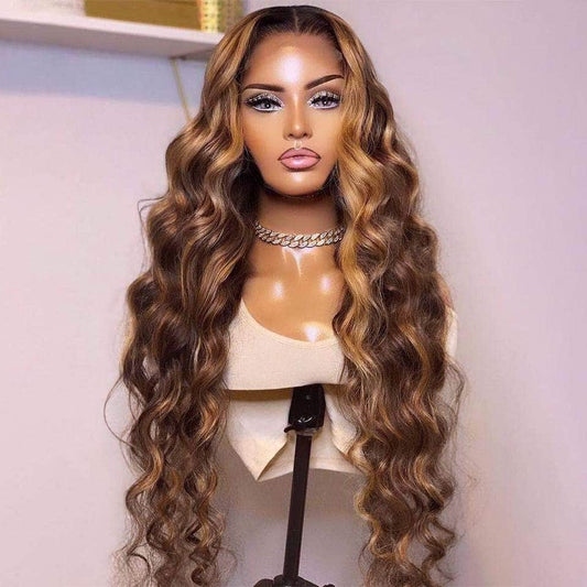 Star Fashion 12” Body Wave Wig – Blonde Highlights, 180% Density, Glueless Lace Front
