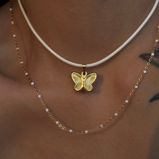 Colorful Butterfly Pendant Necklace – Titanium Steel Drip Oil Chain for Women