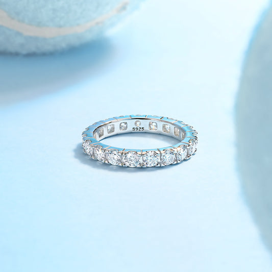 Moissanite Eternity Ring – Starry Sky Silver Band